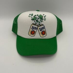 Miller Lite Green‎ Shamrock Beer Can St Patricks Day Trucker Hat Cap